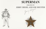 "JERRY SIEGEL: ORIGINS OF SUPERMAN" FRAMED LIMITED EDITION PRINT SIGNED BY SUPERMAN CO-CREATOR JERRY SIEGEL.