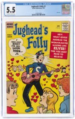 JUGHEAD'S FOLLY #1 1957 CGC 5.5 FINE- (RARE, ELVIS REFERENCED).