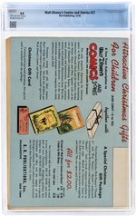 WALT DISNEY'S COMICS AND STORIES #27 DECEMBER 1942 CGC 4.0 VG.