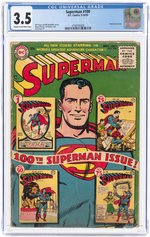 SUPERMAN #100 SEPTEMBER-OCTOBER 1955 CGC 3.5 VG-.