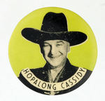 "HOPALONG CASSIDY" RARE AUSTRALIAN PORTRAIT BUTTON.