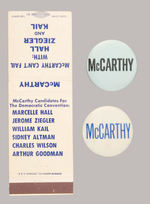 McCARTHY 1968 NAME BUTTONS & DELEGATE MATCH COVER.