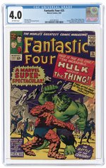 FANTASTIC FOUR #25 APRIL 1964 CGC 4.0 VG (THING VS. INCREDIBLE HULK ).