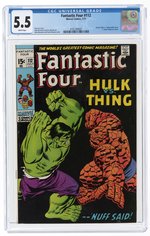 FANTASTIC FOUR #112 JULY 1971 CGC 5.5 FINE- (THING VS. INCREDIBLE HULK).