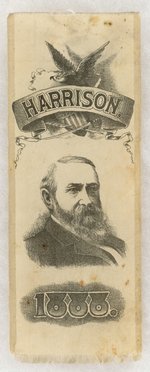 LARGE BENJAMIN HARRISON 1888 PORTRAIT RIBBON.