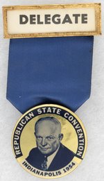 EISENHOWER: 1954 INDIANA REPUBLICAN CONVENTION PORTRAIT BADGE.