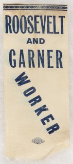 ROOSEVELT AND GARNER WORKER RIBBON.