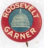 ROOSEVELT AND GARNER CAPITOL LITHO BUTTON.