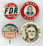 GROUP OF FOUR FRANKLIN ROOSEVELT BUTTONS.