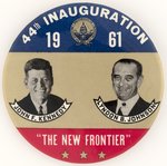 KENNEDY AND JOHNSON NEW FRONTIER 1961 INAUGURATION JUGATE BUTTON.