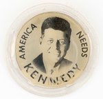 AMERICA NEEDS KENNEDY/JOHNSON CINE-VUE JUGATE FLASHER PINBACK.