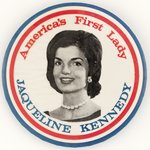 AMERICA'S FIRST LADY JAQUELINE KENNEDY BW VARIETY PORTRAIT BUTTON.