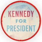 KENNEDY FOR PRESIDENT COLORFUL PORTRAIT FLASHER BUTTON.