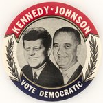 KENNEDY/JOHNSON VOTE DEMOCRATIC WREATH DESIGN JUGATE BUTTON.