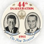 6-INCH KENNEDY JOHNSON NEW FRONTIER INAUGURATION JUGATE BUTTON.