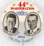 KENNEDY AND JOHNSON NEW FRONTIER 1.75" INAUGURATION JUGATE BUTTON.