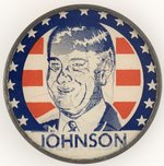 COLORFUL STARS AND STRIPES KENNEDY/JOHNSON JUGATE FLASHER BUTTON.