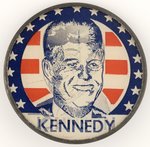 COLORFUL STARS AND STRIPES KENNEDY/JOHNSON JUGATE FLASHER BUTTON.