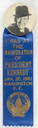 KENNEDY: 1961 INAUGURATION RIBBON W/ FRANK SINATRA BUTTON.