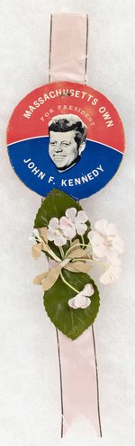 MASSACHUSETTS OWN JOHN F. KENNEDY FOR PRESIDENT FLOWER RIBBON.