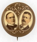 MCKINLEY AND ROOSEVELT GOLD FILIGREE JUGATE BUTTON.