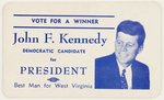 BEST MAN FOR WEST VIRIGINIA JOHN F. KENNEDY CARD.