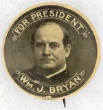 UNUSUAL 1908 WM. J. BRYAN FOR PRESIDENT PORTRAIT BUTTON.