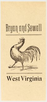 BRYAN AND SEWALL WEST VIRIGINIA ROOSTER PAPER RIBBON.