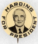 CLASSIC SMILING HARDING FOR PRESIDENT PORTRAIT BUTTON.