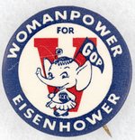 CLASSIC WOMANPOWER FOR EISENHOWER ELEPHANT BUTTON.