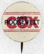 TINY LITHO COX AND ROOSEVELT NAME BUTTON.