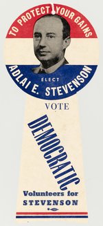 TO PROTECT YOUR GAINS ELECT ADLAI E. STEVENSON PORTRAIT DOOR HANGER.