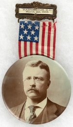 COLORIZED THEODORE ROOSEVELT INAUGURATION 1905 PORTRAIT BADGE.