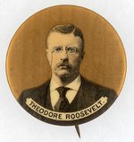 GOLD THEODORE ROOSEVELT PORTRAIT BUTTON.