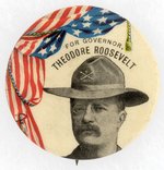 ROUGH RIDER THEODORE ROOSEVELT FOR GOVERNOR PORTRAIT BUTTON.