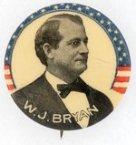 W. J. BRYAN STARS AND STRIPES PORTRAIT BUTTON.