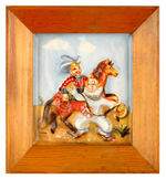 HOWDY DOODY AND CLARABELL FRAMED MOLDED PLASTIC WALL PLAQUE.