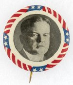 HERBERT HOOVER STARS AND STRIPES BORDER PORTRAIT BUTTON.