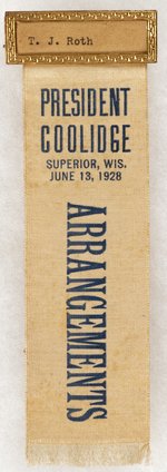 SINGLE-DAY EVENT WI 1928 PRESIDENT COOLIDGE RIBBON.