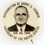 INAUGURATION OF HARRY S. TRUMAN 1949 PORTRAIT BUTTON.