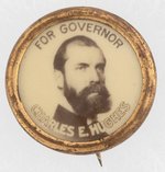 TINY FOR GOVERNOR CHARLES E. HUGHES REAL PHOTO PORTRAIT BUTTON.