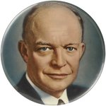 JUMBO DWIGHT D. EISENHOWER COLORFUL PORTRAIT BUTTON.