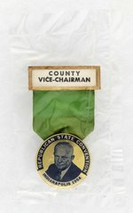 EISENHOWER: COUNTY VICE-CHAIRMAN 1954 INDIANA CONVENTION BADGE.