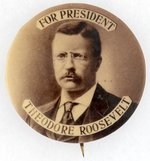 LARGE FOR PRESIDENT THEODORE ROOSEVELT SEPIA PORTRAIT BUTTON.