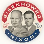 CLASSIC RWB EISENHOWER AND NIXON JUGATE BUTTON.