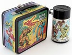 MARVEL COMICS' SUPER HEROES UNUSED METAL LUNCHBOX (COLOR TOUCHED RIM) AND THERMOS.