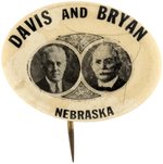 DAVIS & BRYAN NEBRASKA RARE 1924 OVAL JUGATE BUTTON.