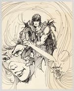 ALEX NINO ORIGINAL ART SKETCH OF WARRIOR WITH SWORD AND WOMAN.