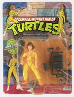 TEENAGE MUTANT NINJA TURTLES (1989) - APRIL O'NEIL SERIES 1/10 BACK ACTION FIGURE ON CARD.