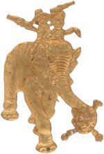 McKINLEY & ROOSEVELT BRASS SHELL ELEPHANT BADGE WITH BRYAN IN TRUNK.